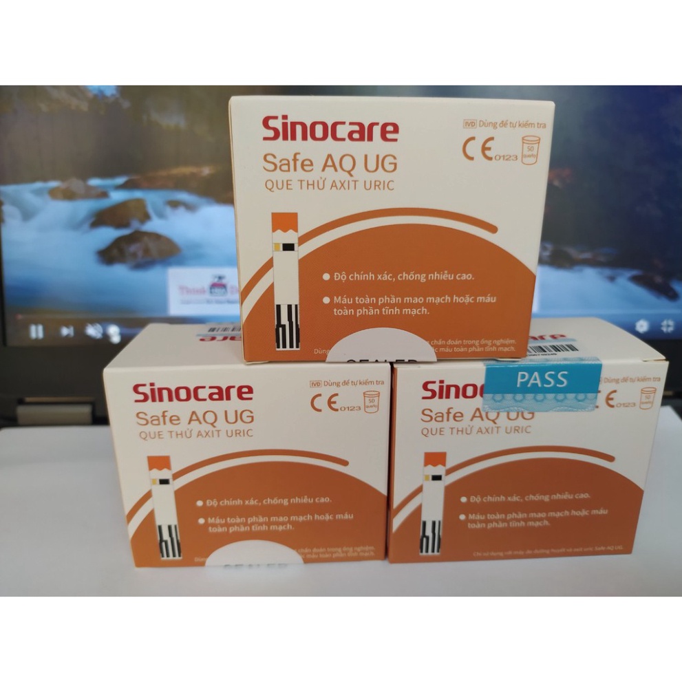 [SIEU SALE] * Combo 50 Que Thử Đường Huyết + 50 Axit Uric ( Gút) Dùng Cho Máy Safe AQ UG Chính Hãng Sinocare