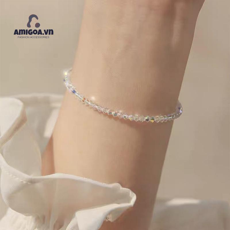 ✨✨Siêu Flash!Hàng Chính Hãng Vòng Đeo Tay Siêu Mỏng Đính Pha Lê Đơn Giản Kết Cấu Nhẹ Sang Trọng Cho Nữ