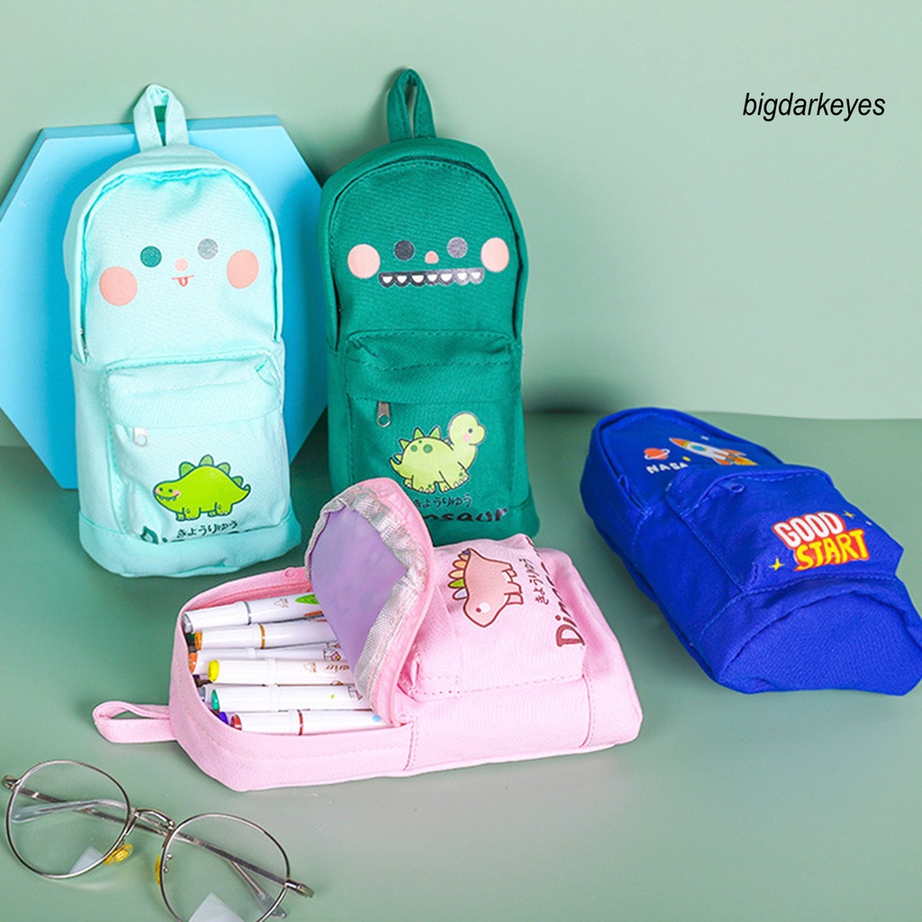 Nyt- Túi Đựng Bút Bằng Vải Canvas Họa Tiết Phi Hành Gia Khủng Long Tên Lửa Hoạt Hình