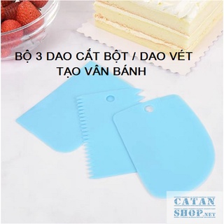 Bộ 3 dụng cụ cắt bột chà láng vét bột Dụng cụ làm bánh trang trí bánh GD532-3DaoLB
