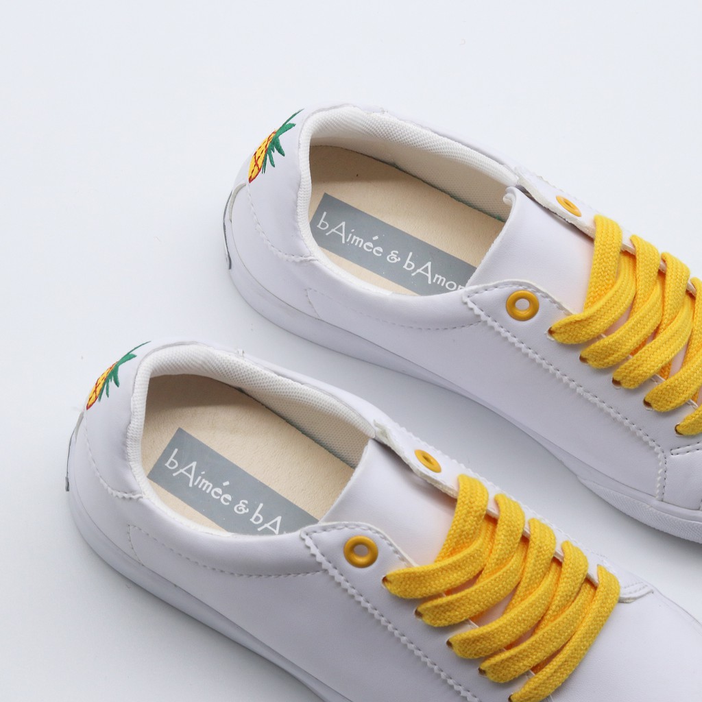 Giày Sneaker Nữ bAimée & bAmor Thể Thao Màu Trắng Cổ Thấp Đế Bằng Phong Cách Hàn Quốc Chính Hãng Đẹp Cao Cấp - MS978 | BigBuy360 - bigbuy360.vn