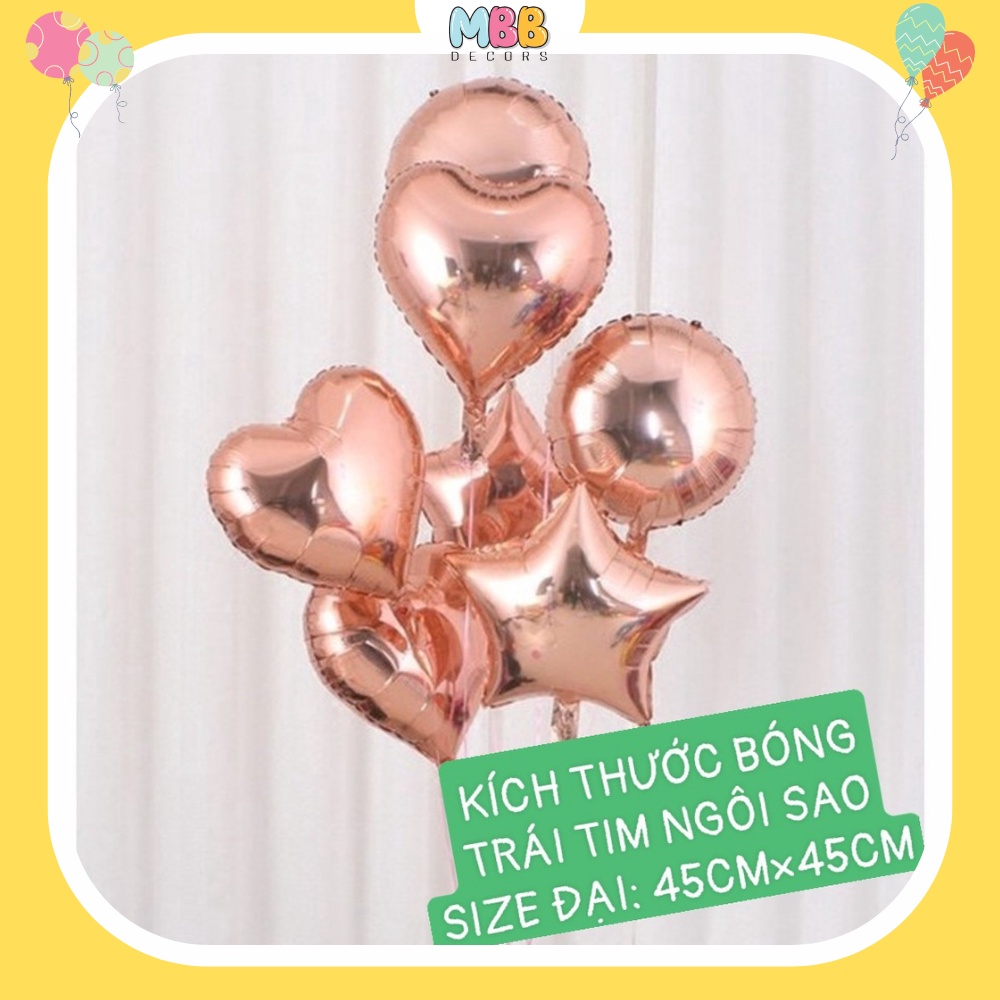 [TPHCM - TẶNG ỐNG THỔI] Bong Bóng Ngôi Sao Trái Tim Size To 45cm Nhiều Màu, Trang Trí Sinh Nhật, Đám Cưới, Valentine
