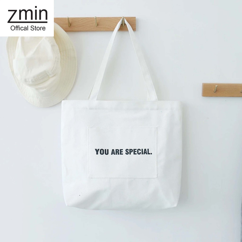 Túi tote vải đeo vai Zmin, thời trang vintage sẵn 4 màu-Z085