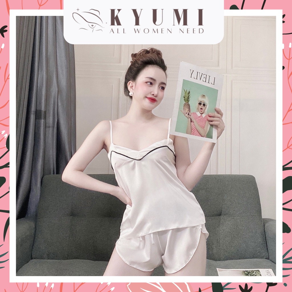 Đồ ngủ sexy đồ ngủ 2 dây viền ngực KYUMI OFFICIAL, chất liệu lụa satin mềm mịn mát, freesize 40-60kg tùy chiều cao 033 | BigBuy360 - bigbuy360.vn