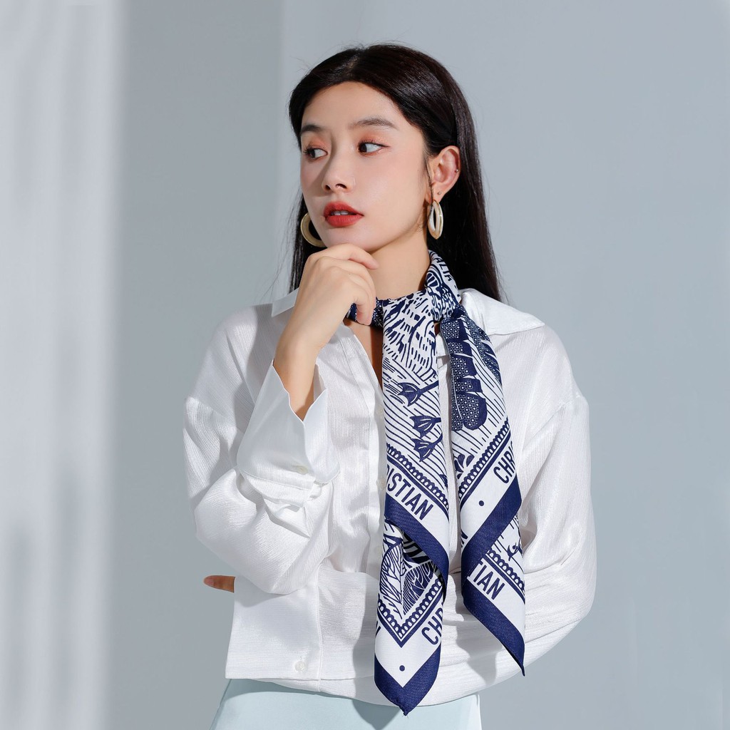 Khăn lụa 90x90 cm thương hiệu C.r.i.s D.i.o.r khăn choàng cổ cỡ to sang chảnh nhiều màu sắc mẫu mới TOBI STORE TB357