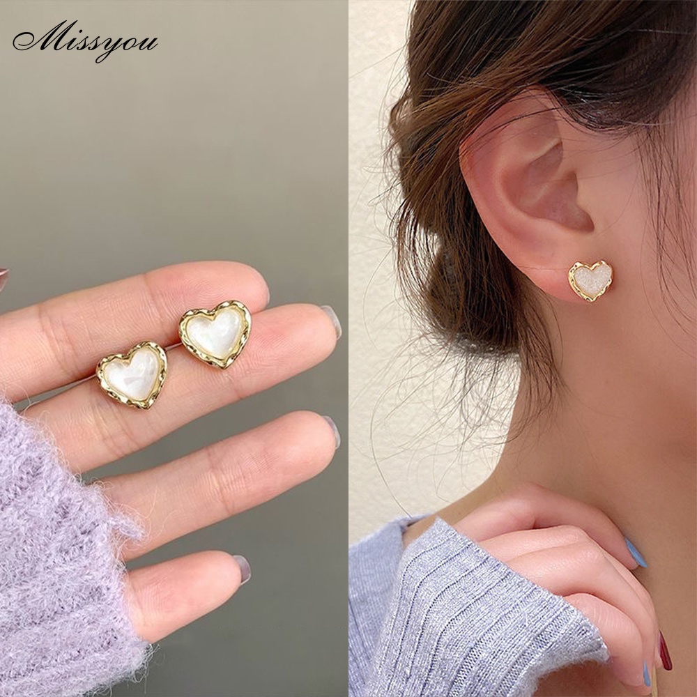 Khuyên tai DODDER hình trái tim đính đá thanh lịch thời trang
