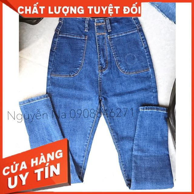 [Mã WASTMAY giảm 15% tối đa 30K đơn 150K] Quần Jeans Ôm Cạp Siêu Cao Túi vuông to 2 bên- ảnh thật trải sàn | BigBuy360 - bigbuy360.vn