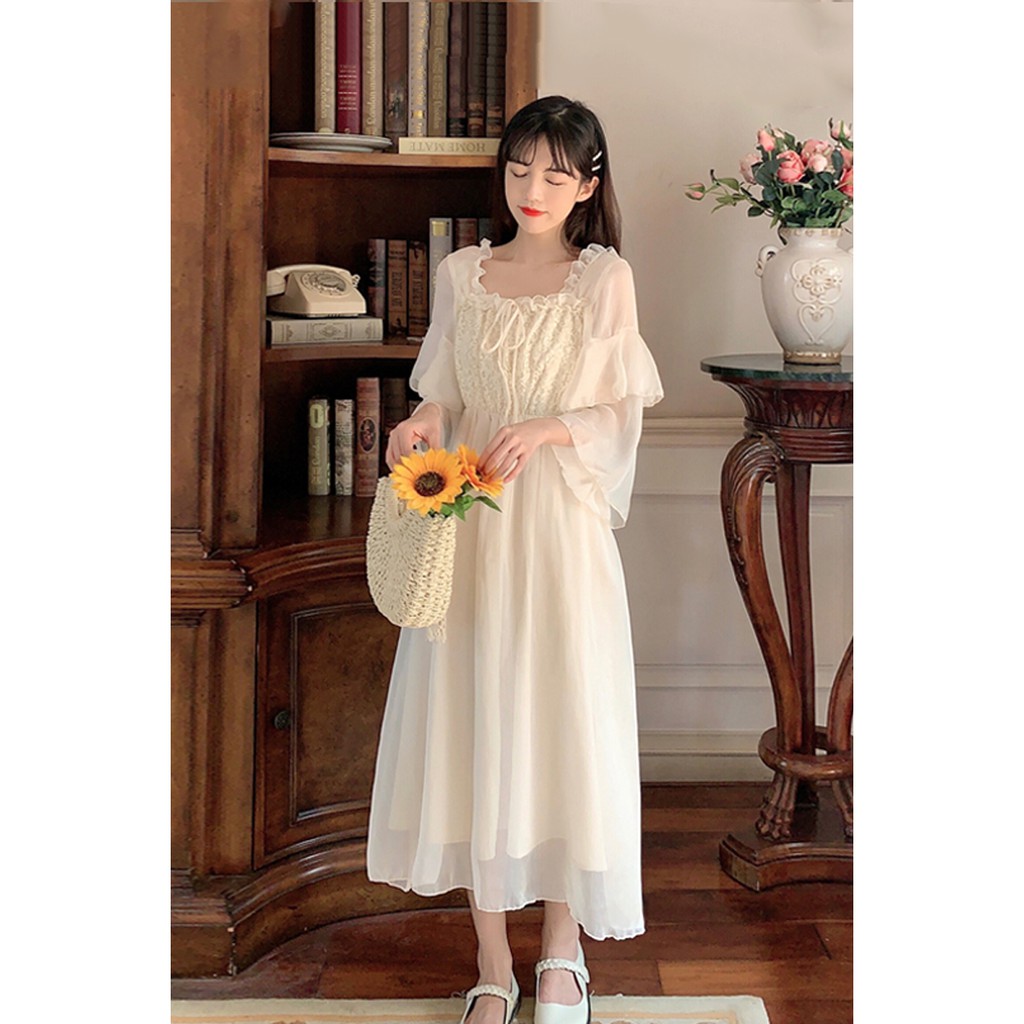 Váy voan tiểu thư phong cách Hàn Quốc (hàng quảng châu order kèm ảnh thật )