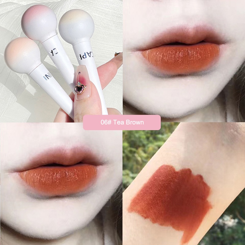 ⚜️Son Kem Lì Lâu Trôi Thiết Kế Hình Cây Kẹo Mút Dễ Thương 6 Màu Tùy Chọn CAPPUVINI