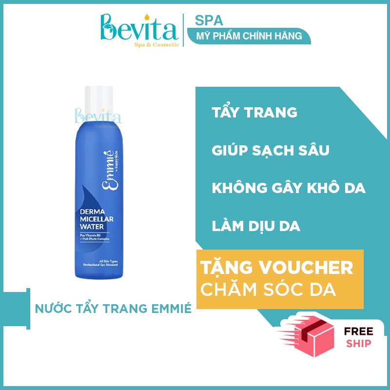 Nước tẩy trang dịu nhẹ Emmié Derma Micellar Water 250ml, nước tẩy trang không khô da - Bevita