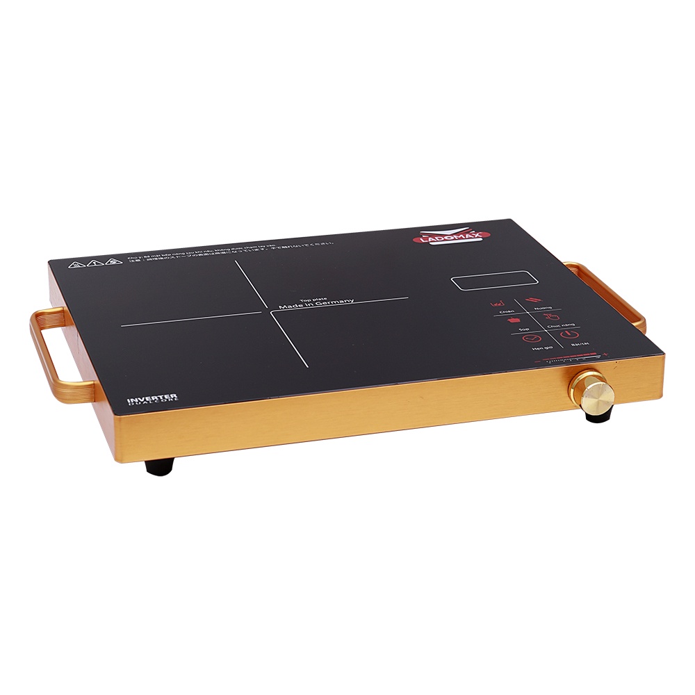 Bếp điện hồng ngoại 2200W Ladomax HA-666 điều khiển cảm ứng - cơ, mặt kính cường lực chịu nhiệt - Màu Vàng