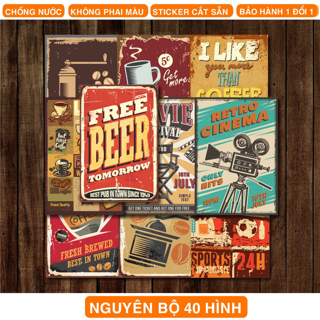 Vintage dán điện thoại, laptop, mũ bảo hiểm, guitar, vali MSP: V03