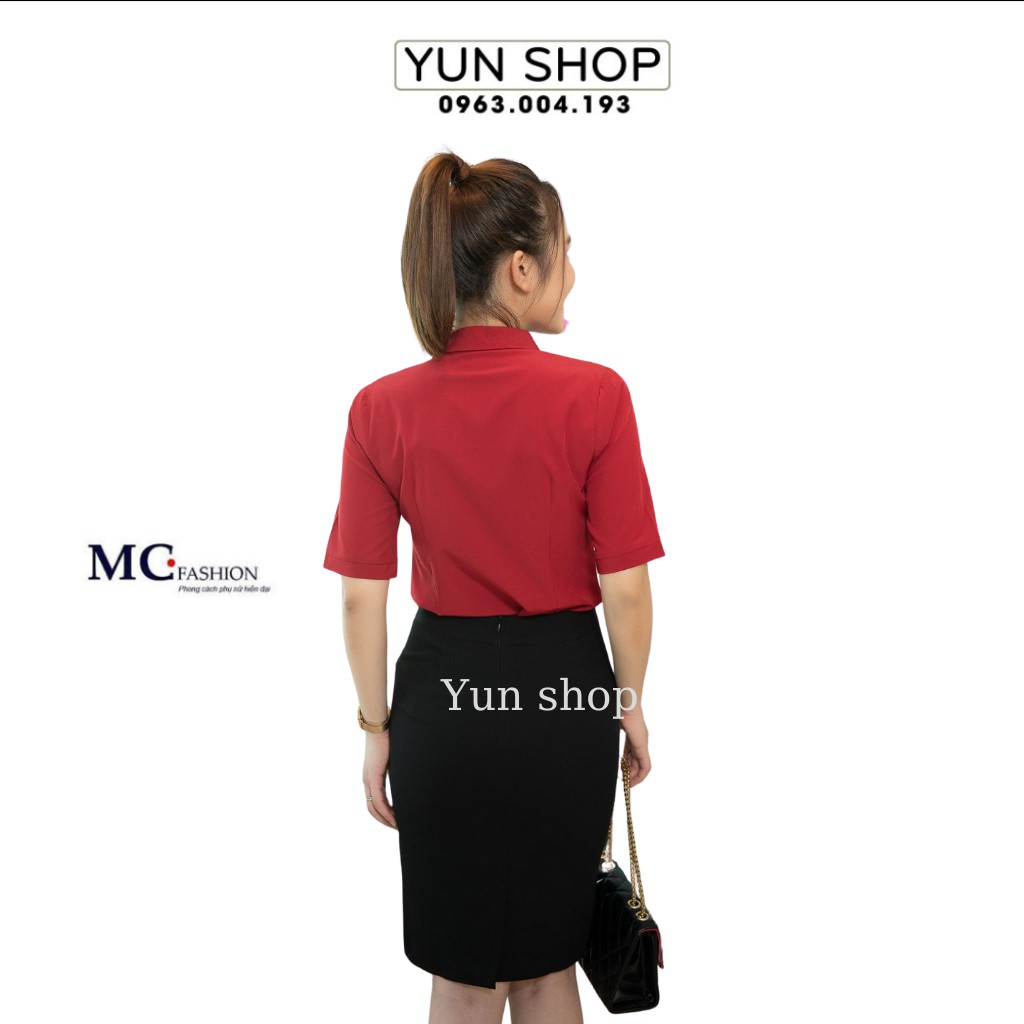 Áo sơ mi công sở nữ, kiểu dáng tay lỡ -  MC Fashion A473 màu đỏ đô