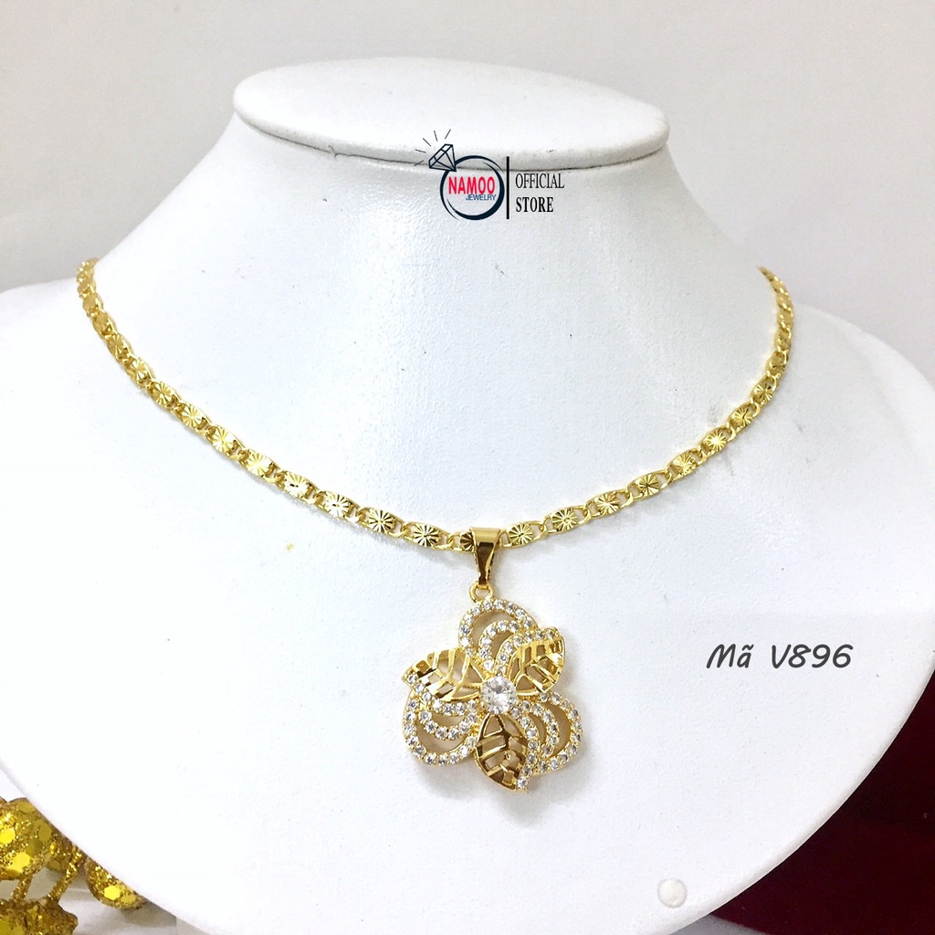 Dây Chuyền Nữ ĐÍnh Đá V898 Mặt Hoa Lớn Kết Hợp Dây 50cn(nhiều mẫu dây)