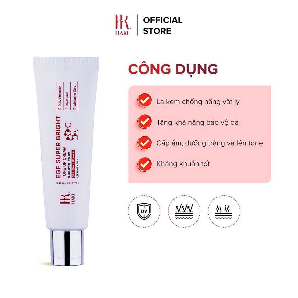 Kem Chống Nắng HAKI EGF Super Bright Tone Up Cream Bật Tông Sáng Da Xuất Sứ Hàn Quốc 50ml