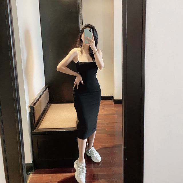 [Mã SKAMSALEP6 giảm 10% tối đa 100K đơn 150K] ( Ảnh thật ) V0505 váy hai dây body viền trắng | BigBuy360 - bigbuy360.vn