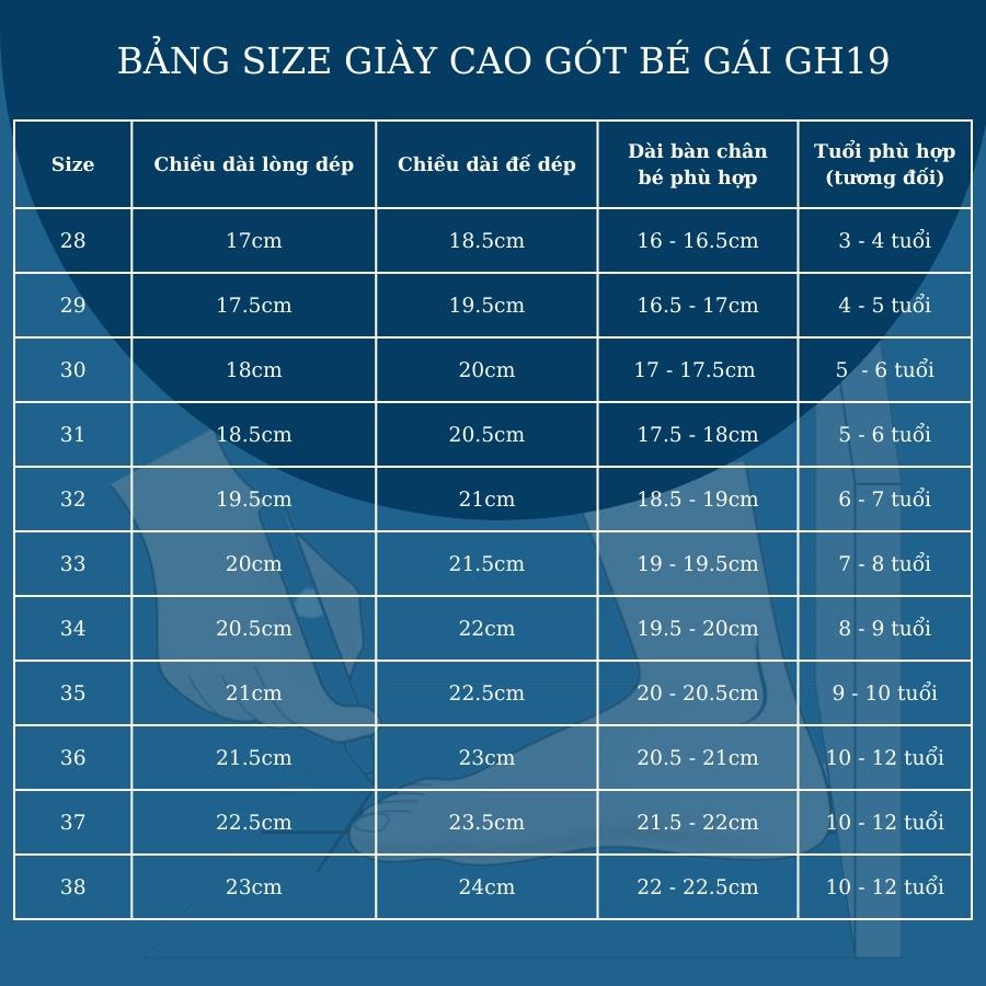 Giày trẻ em nữ cao gót mặc váy công chúa nhảy khiêu vũ áo dài cho bé gái 4 - 12 tuổi duyên dáng và dễ thương GH35