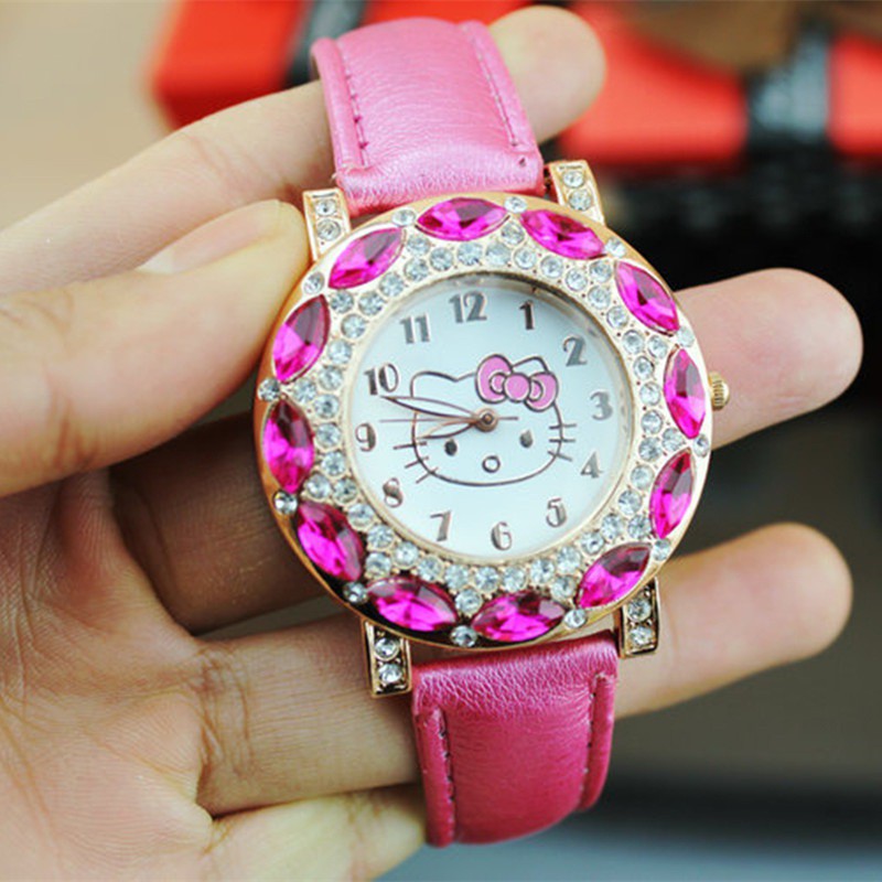 [Baywellfashion]Đồng hồ đeo tay cho nữ hình Hello Kitty