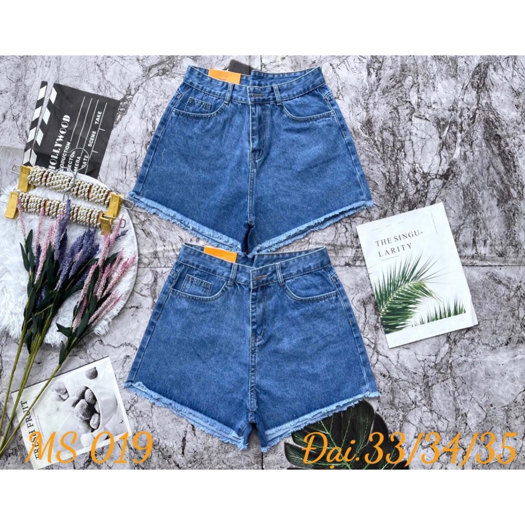 Quần sọt jean nữ trơn tua lai siêu xinh