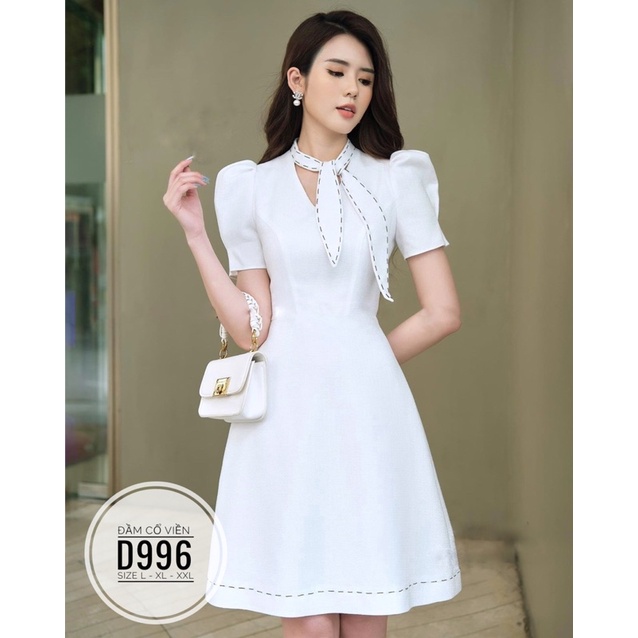 Bigsize Đầm cổ viền D996
