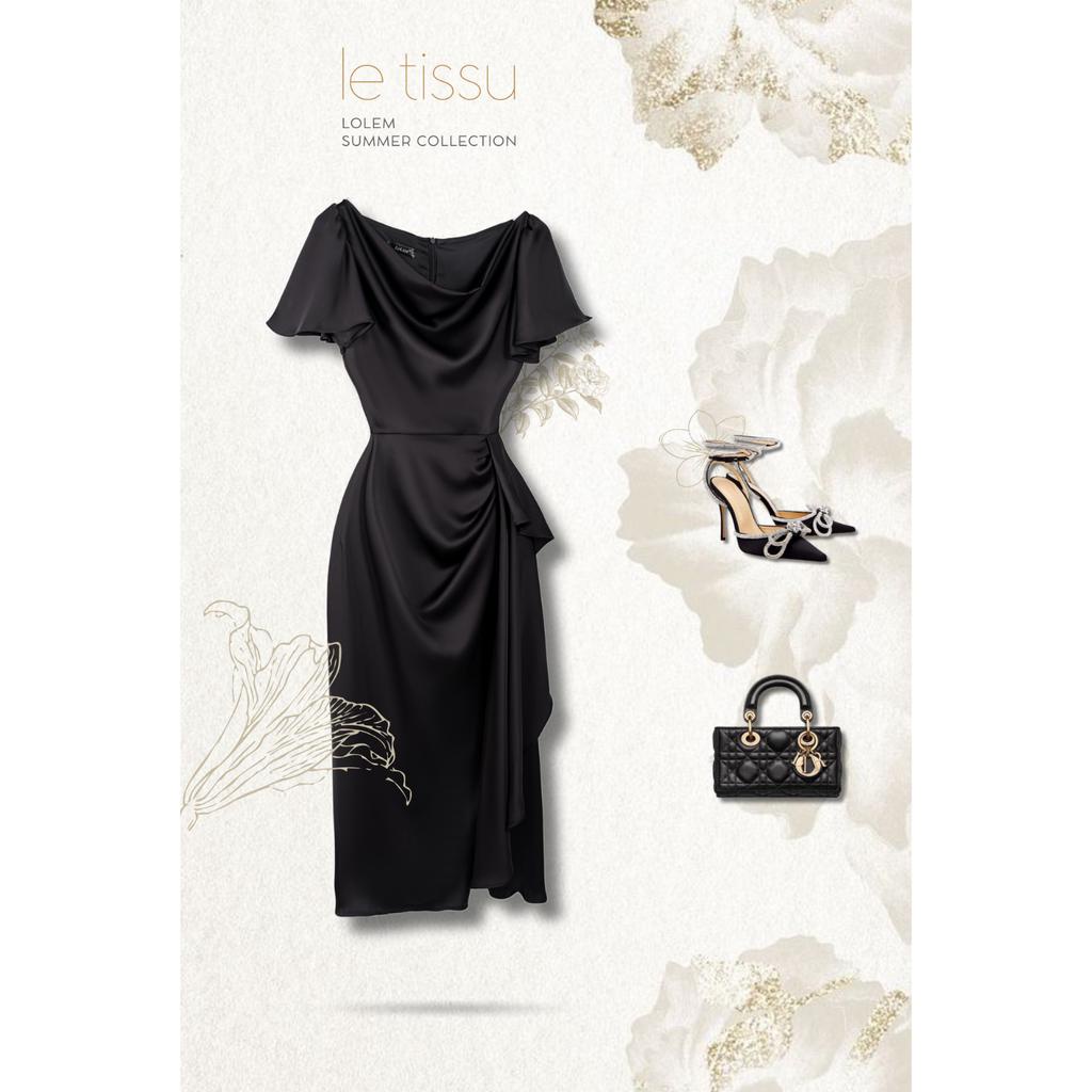 Đầm body dài LOLEM DO228 thiết kế form xếp ly che bụng chất lụa satin mềm mại