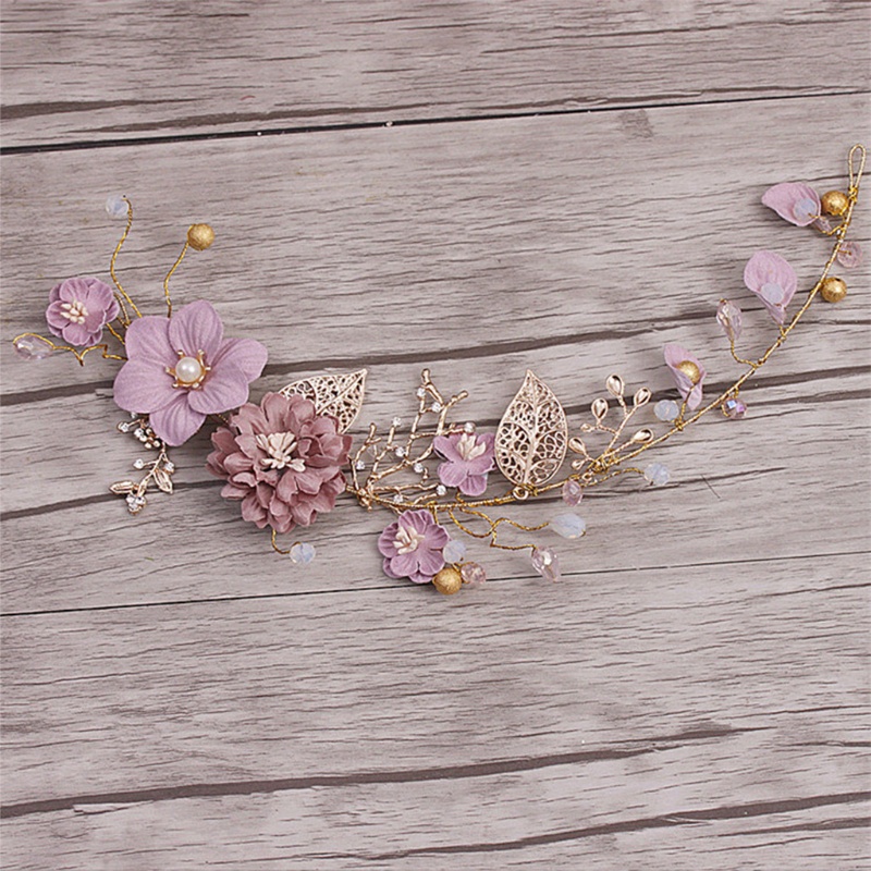 Cài Tóc Hình Hoa Đính Ngọc Trai Màu Hồng Xinh Xắn Cho Cô Dâu