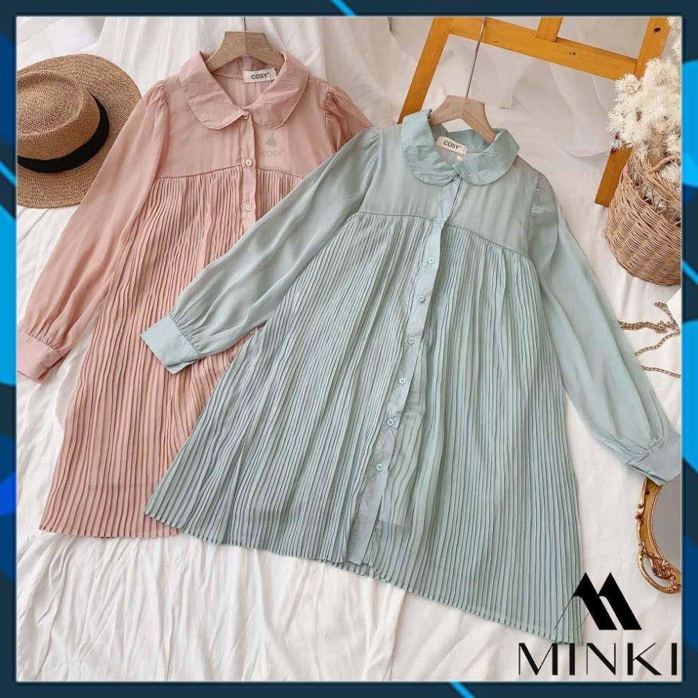 [CAO CẤP] ĐẦM SUÔNG DẬP LY CỔ SEN - CHẤT LIỆU VOAN TƠ CAO CẤP - MÀU XANH/ HỒNG/ VÀNG | BigBuy360 - bigbuy360.vn