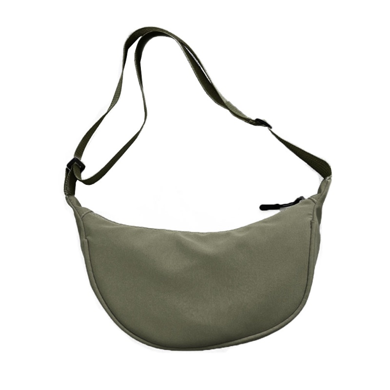 Túi Đeo Vai / Kẹp Nách Hình Bán Nguyệt Bằng Nylon Màu Trơn Phong Cách Vintage