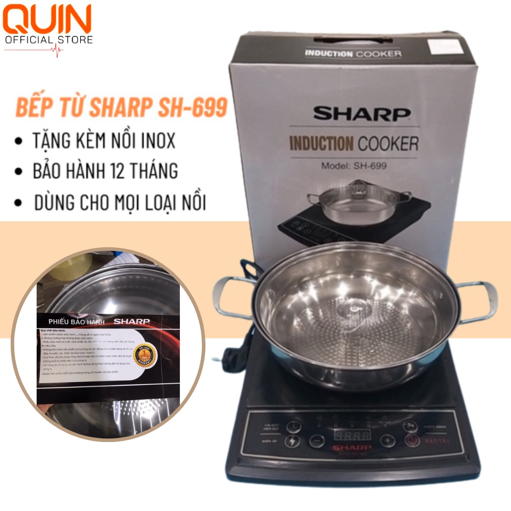 Bếp Từ SHARP SH-699 Thái Lan + Tặng Kèm Nồi INOX Cao Cấp- Công suất 2000W - Bảo hành 12 tháng