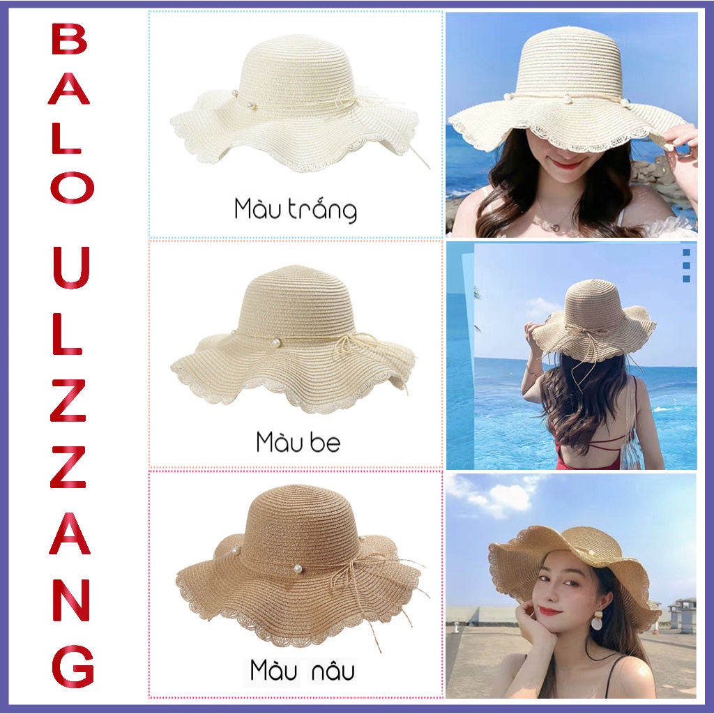 Mũ cói đi biển nữ vành rộng chống nắng, nón cói nơ xinh thời trang Hàn Quốc rẻ đẹp_MC1