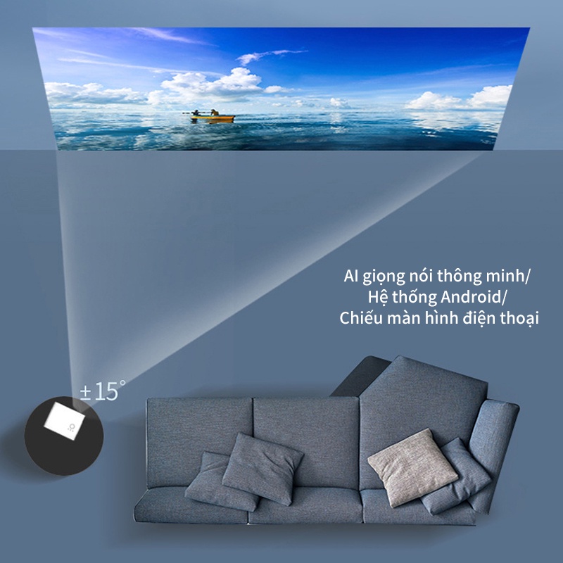 Máy chiếu mini  Smart Android ,Màn hình chiếu 60-120 inch+Kết nối điện thoại + Hỗ trợ 1080P HD+Khe cắm thẻ TF- BH