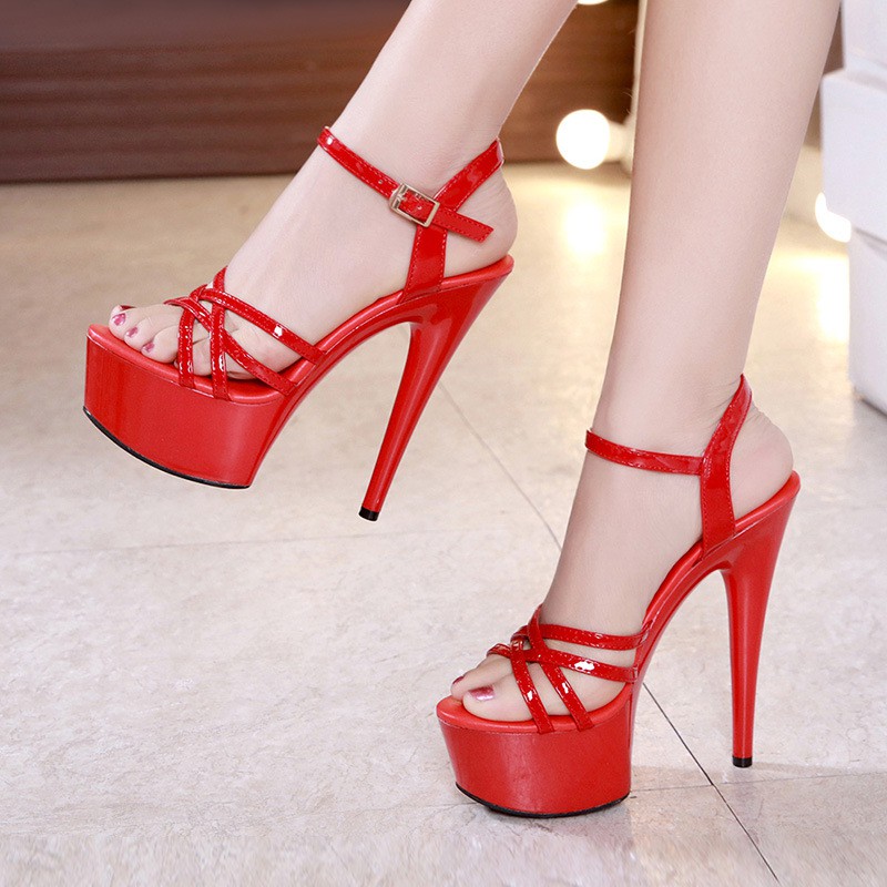 Giày Cao Gót, Giày Catwalk, Sandals Nữ Quai Dây Đan Chéo Cao Cấp 4 Màu Trắng Đen Vàng Đỏ Sang Trọng