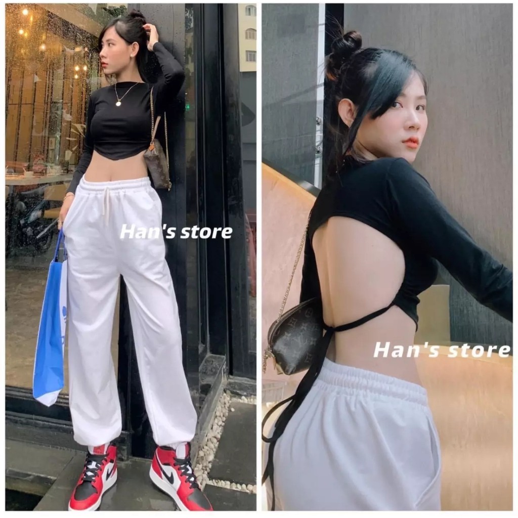 Áo khoét lưng phối dây thắt nơ chất vải thun borip FreeSize dưới 53kg dành cho nữ | BigBuy360 - bigbuy360.vn