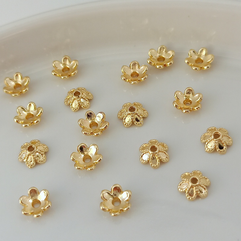 Set 50 Hạt Xâu Chuỗi Bằng Đồng Mạ Vàng 14K Nhiều Màu Sắc 5.5mm Dùng Làm Trang Sức DIY