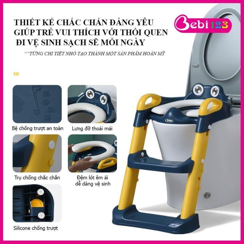 Thang bô vệ sinh thu nhỏ bồn cầu kèm tay vịn gấp gọn an toàn cho bé 【】