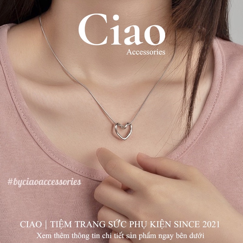 [HOẢ TỐC 1H] Dây chuyền/ Vòng cổ titan không gỉ thiết kế charm tim trendy đơn giản Lovie Ciao