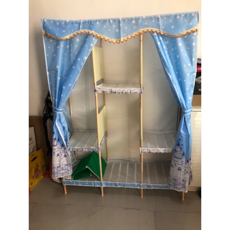 tủ vải tủ để quần áo tủ tủ khung gỗ 3 buồng Cực Tiện Lợi