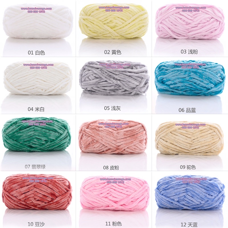 Combo 10 cuộn Len nhung Chenille