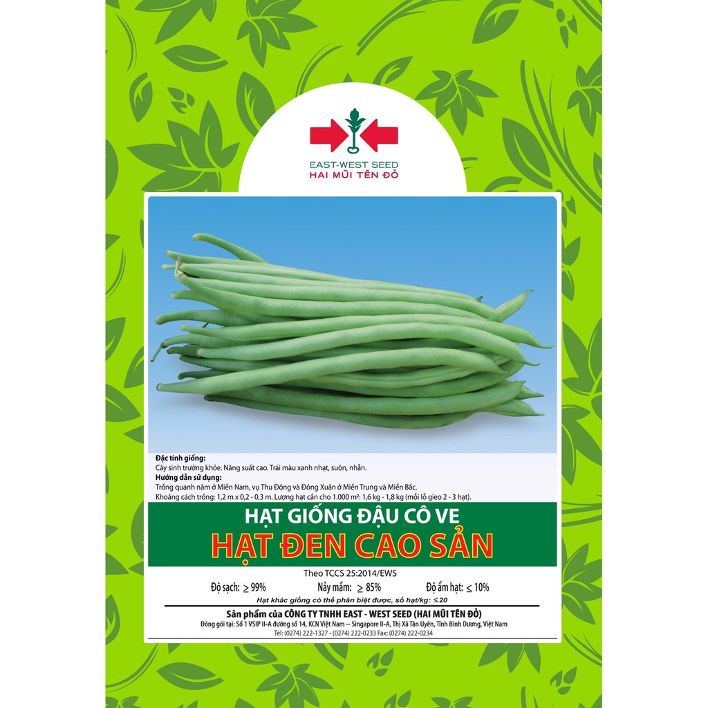 BỘ 2 GÓI 40 HẠT ĐẬU CÔ VE HẠT ĐEN CAO SẢN CỦA EAST-WEST SEED