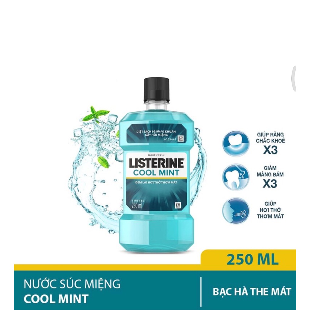 Nước súc miệng hơi thở thơm mát Listerine Cool Mint 250ml