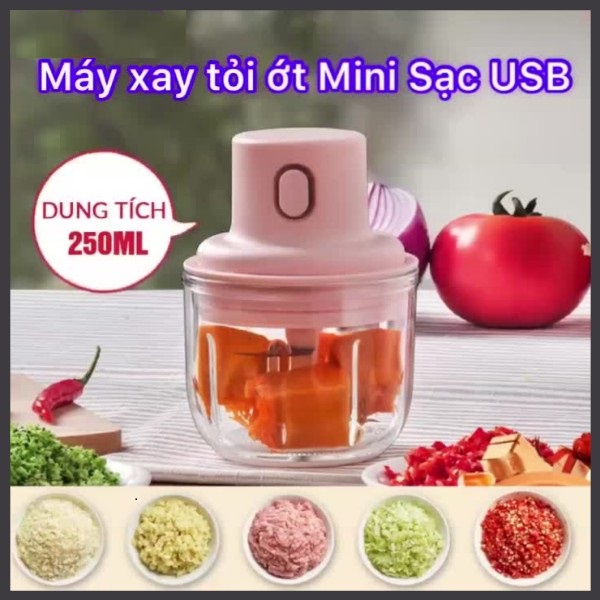 [RẺ VÔ ĐỊCH] Máy Xay Mini, Máy xay tỏi ớt thịt rau củ quả kiêm máy xay Sinh Tố mini cầm tay Dung Tích 250ml