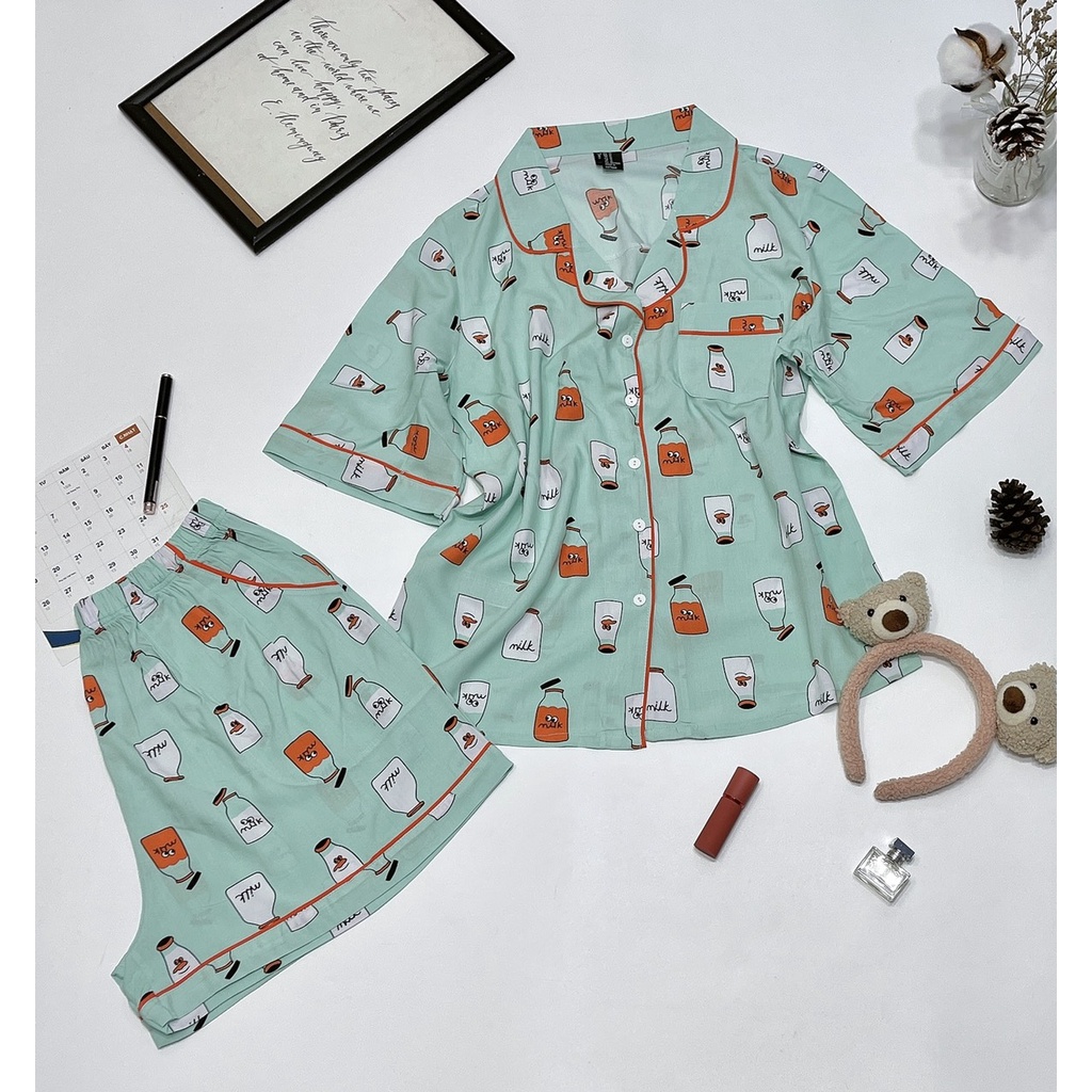 Pijama đùi chất tole lanh hàng VNXK