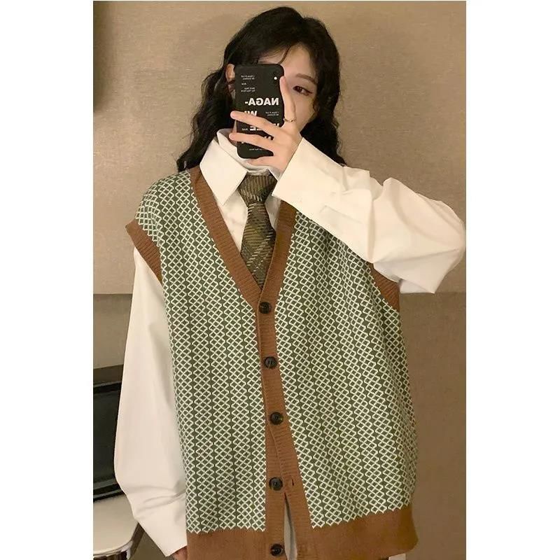 Áo khoác len cardigan RENJIANVSHENG không tay kiểu dáng thời trang