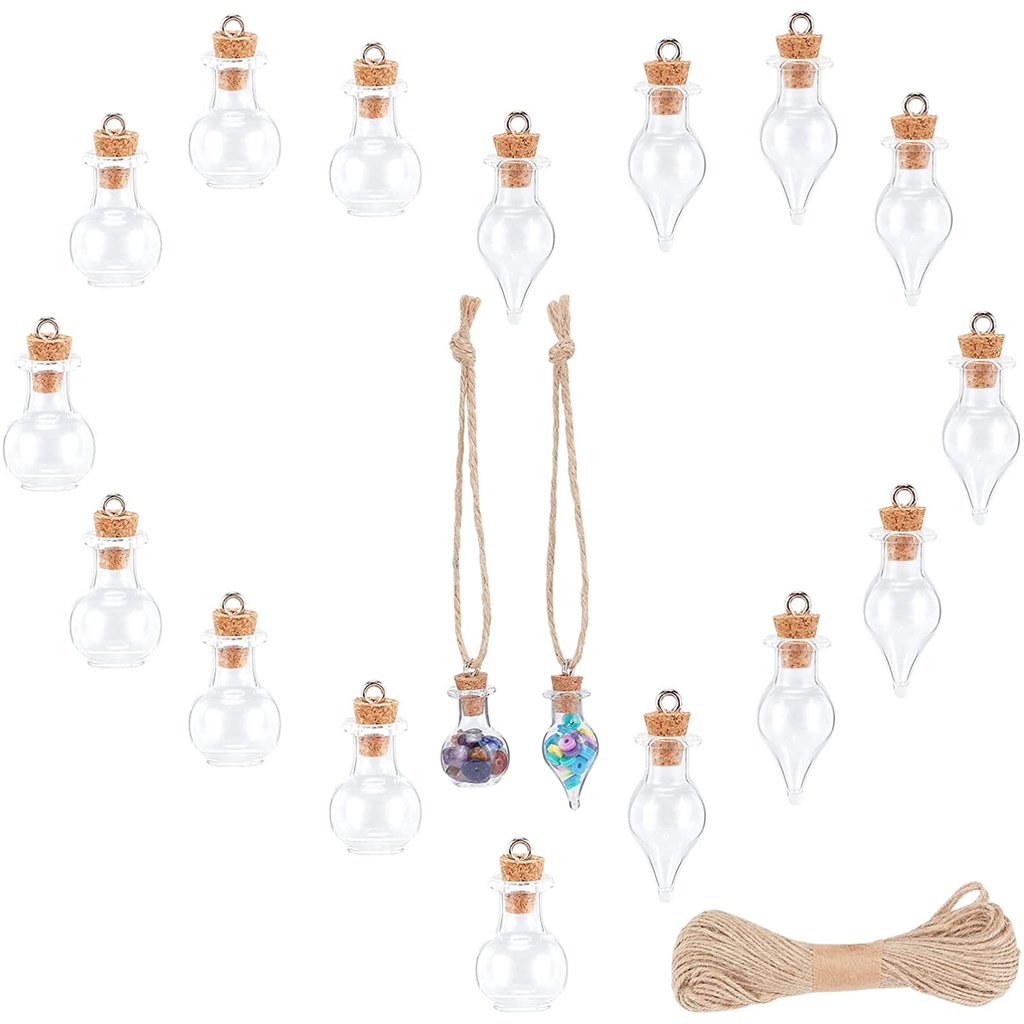 Set 30 Lọ Điều Ước Thủy Tinh Mini 2 Kiểu + Nút Chặn + Dây Treo 20M Làm Thủ Công