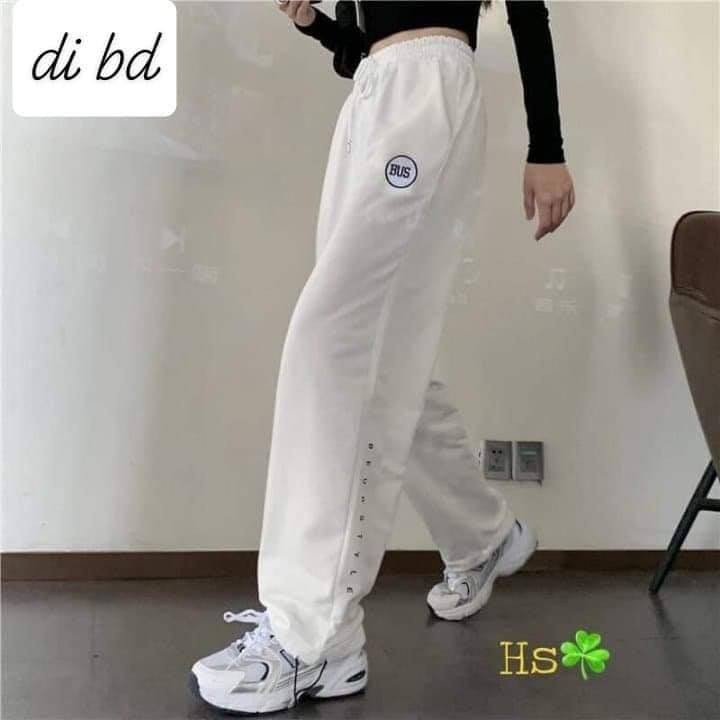 Quần Jogger Bus unisex quần ống xuông có dây rút thêu chữ Xưởng May DCS