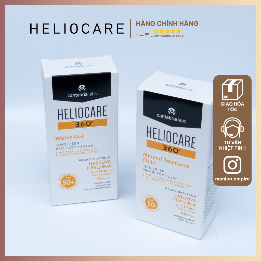 Kem chống nắng Heliocare 360 Water Gel/Mineral Tolerance/Pigment Solution Fluid SPF50+ 50ml