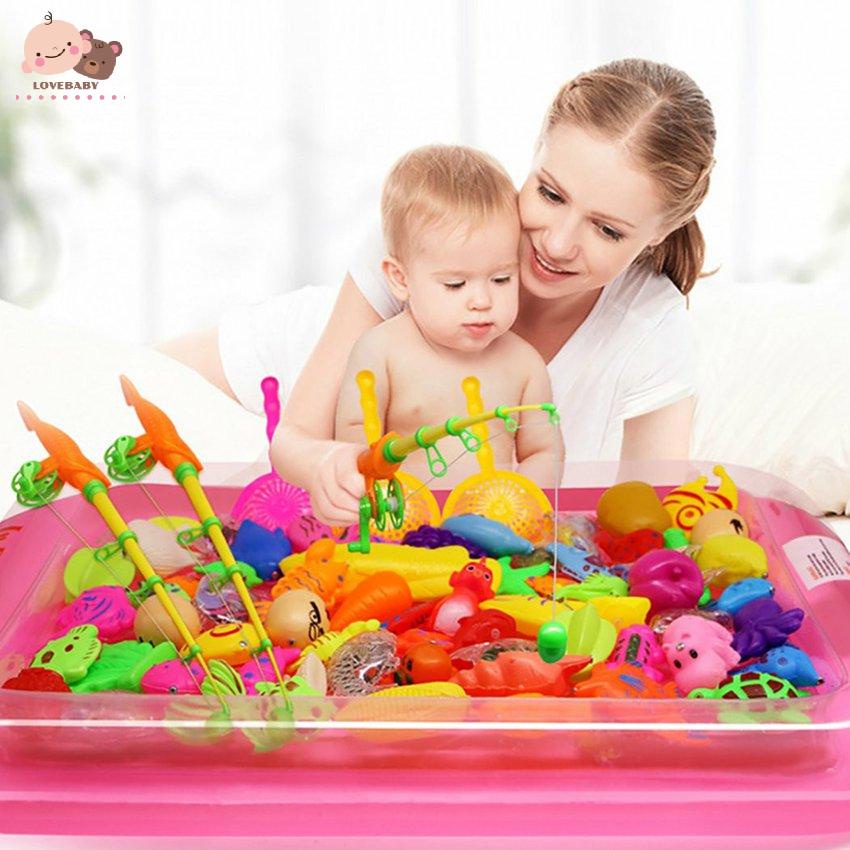 15pcs Kids Fishing Game Set Cartoon Magnetic Fishing Toy Pool Toy Water Toy