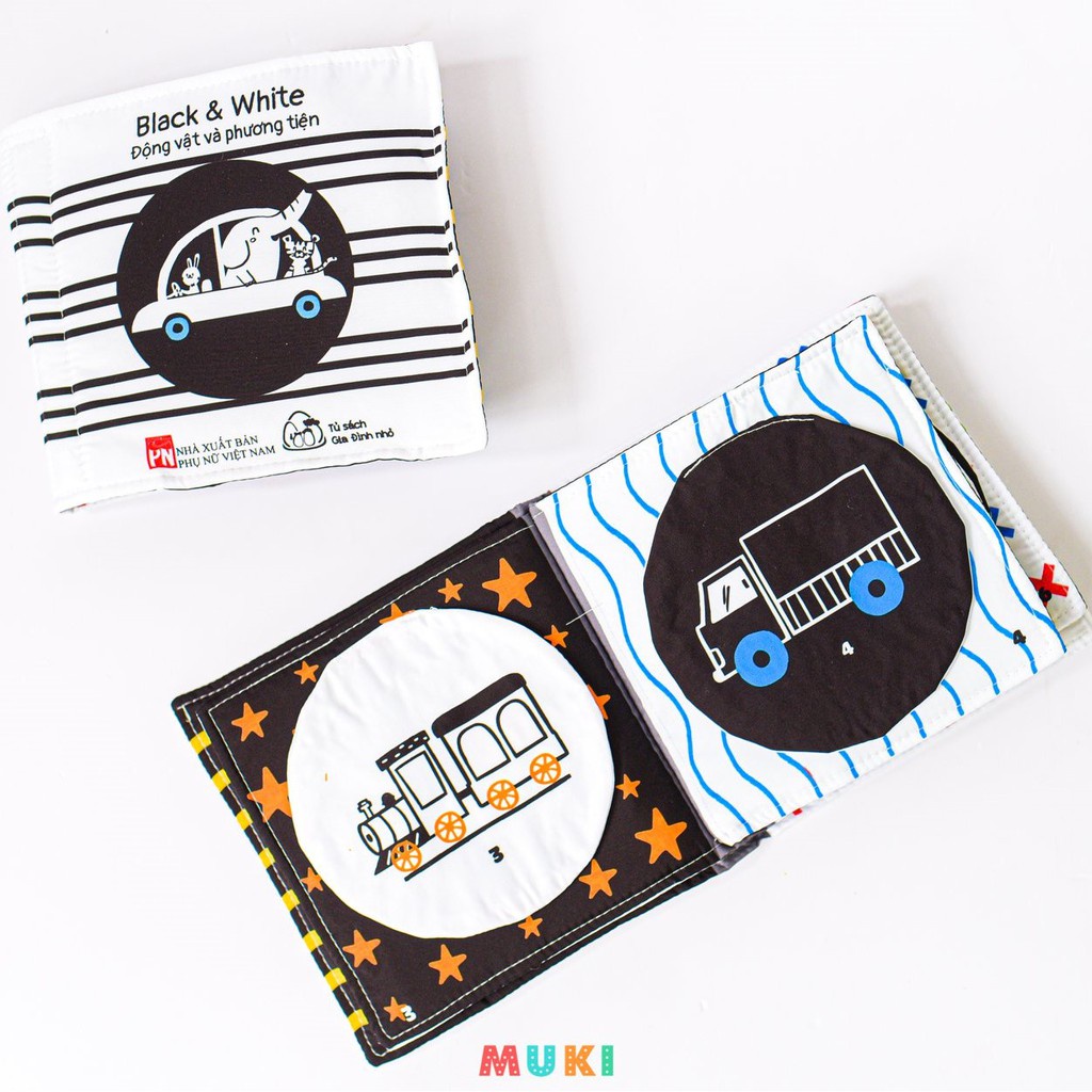 Sách Vải - Kích Thích Thị Giác Black &amp; White Động Vật Và Phương Tiện