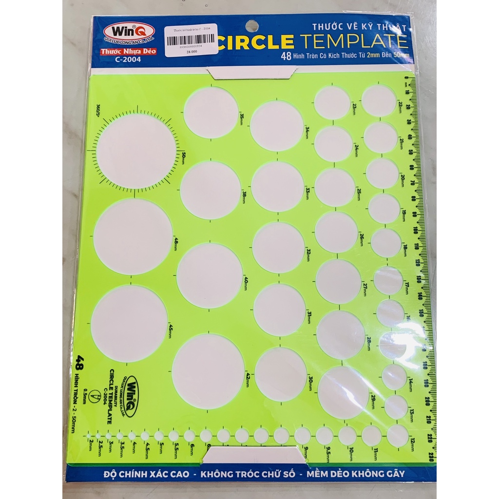 Thước kẻ hình tròn WinQ C - 2004 làm bằng nhựa dẻo chất lượng cao, có vạch kẻ chia độ và chia kích thước chính xác.
