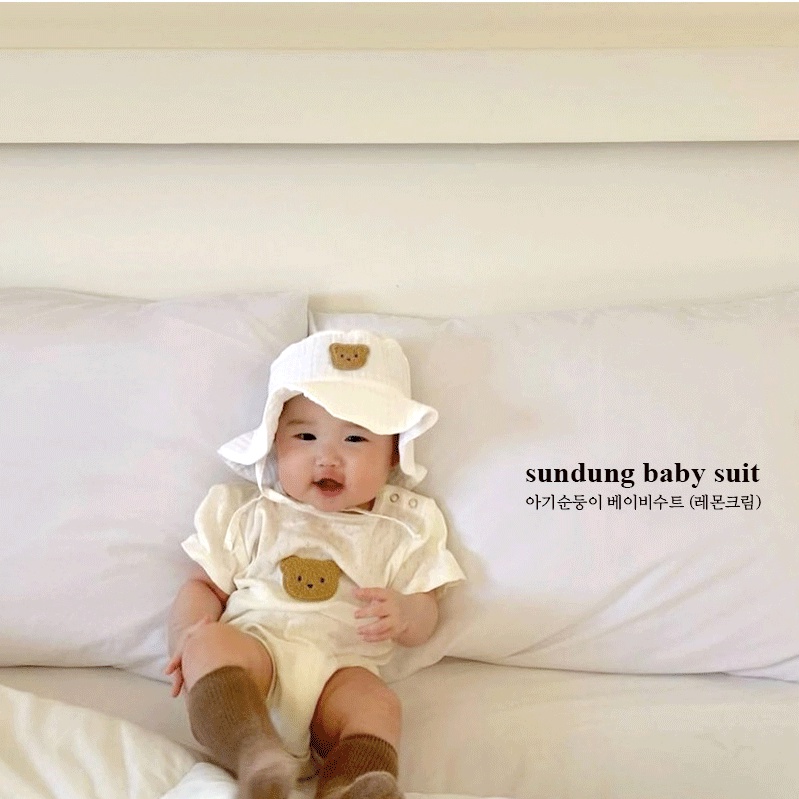 Bộ Áo Liền Quần Tay Ngắn In Hình Gấu Hoạt Hình Dễ Thương Dành Cho Trẻ Em